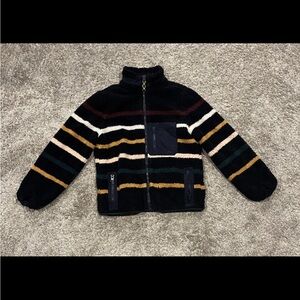 Faherty Dream Fleece Striped Jacket Zip Up Navy Rainbow Women’s Size Medium